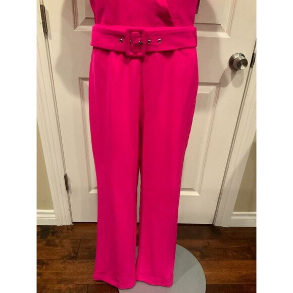Adelyn Rae Hot Pink Kori Belted Short Sleeve Jumpsuit, Size Medium, NWT! $128 - Picture 5 of 12
